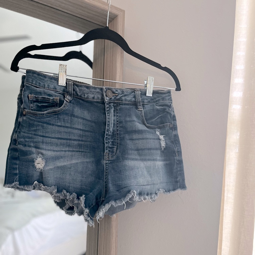 High Waisted Distressed Denim Shorts